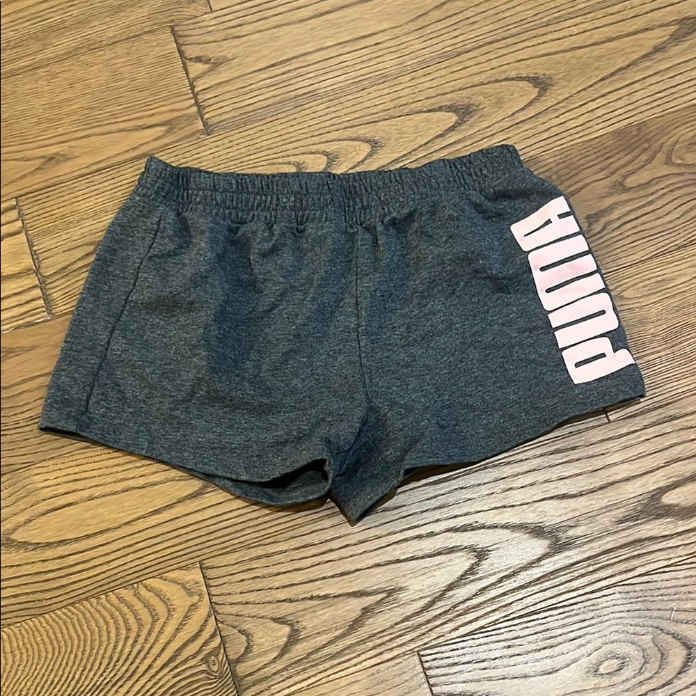 Puma Kids Gray Shorts with Pink Logo